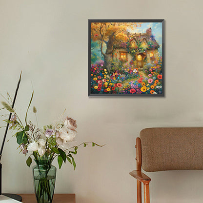 A Quaint Cottage Among Flowers - Full Round Drill Diamond Painting 30*30CM