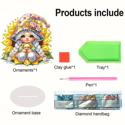 Flower Girl Diamond Painting Tabletop Ornaments Kit 5D DIY Diamond Art Decors