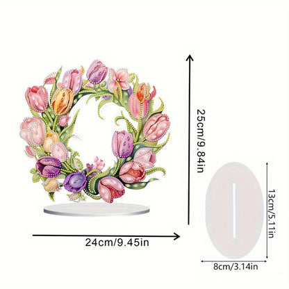 Tulip Wreath Desktop Diamond Art Kits Diamond Painting Desktop Ornaments