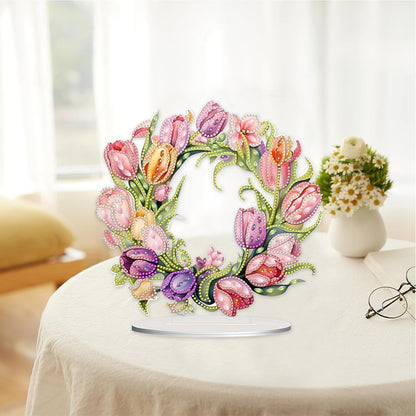 Tulip Wreath Desktop Diamond Art Kits Diamond Painting Desktop Ornaments