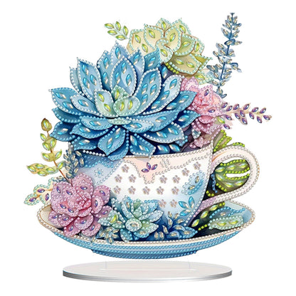 Teacup Succulent Desktop Diamond Art Kits Diamond Painting Desktop Decors