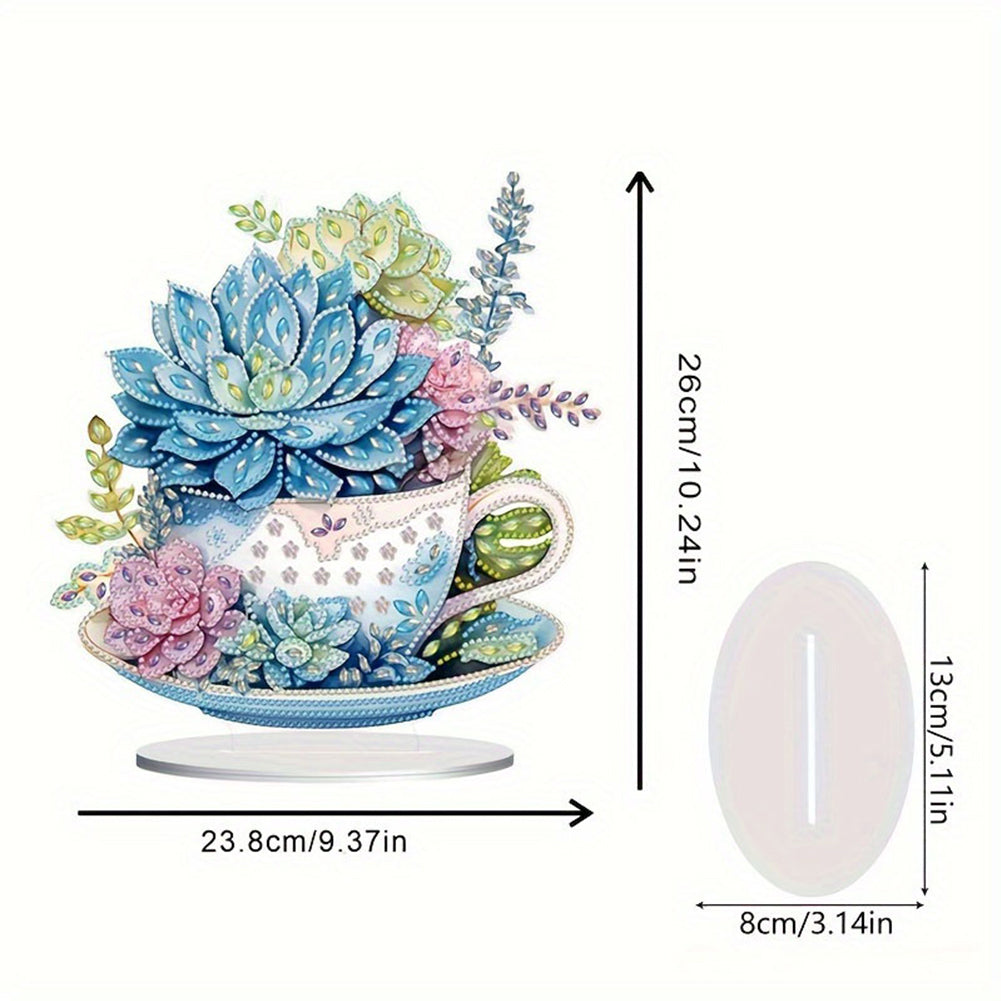 Teacup Succulent Desktop Diamond Art Kits Diamond Painting Desktop Decors