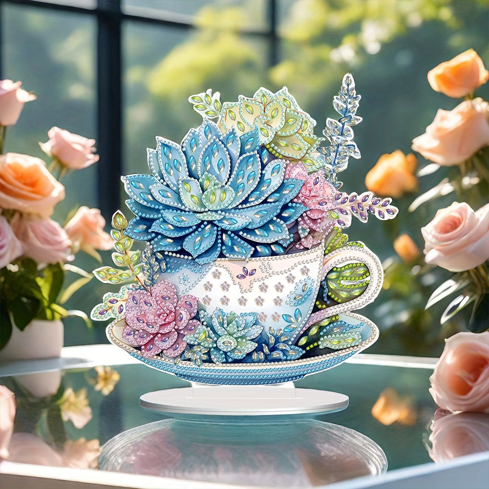 Teacup Succulent Desktop Diamond Art Kits Diamond Painting Desktop Decors