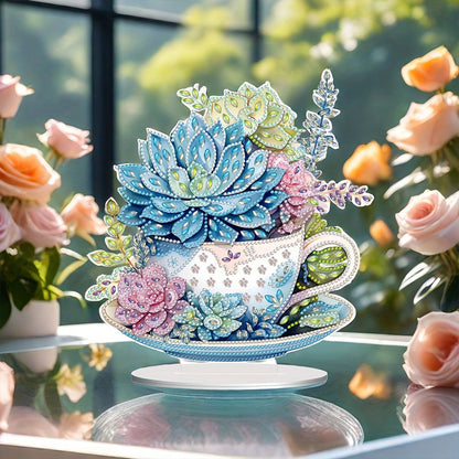 Teacup Succulent Desktop Diamond Art Kits Diamond Painting Desktop Decors