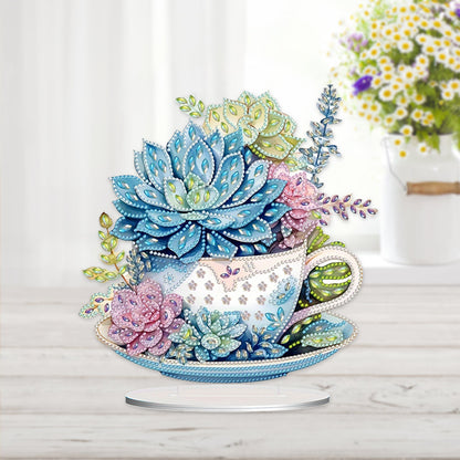 Teacup Succulent Desktop Diamond Art Kits Diamond Painting Desktop Decors