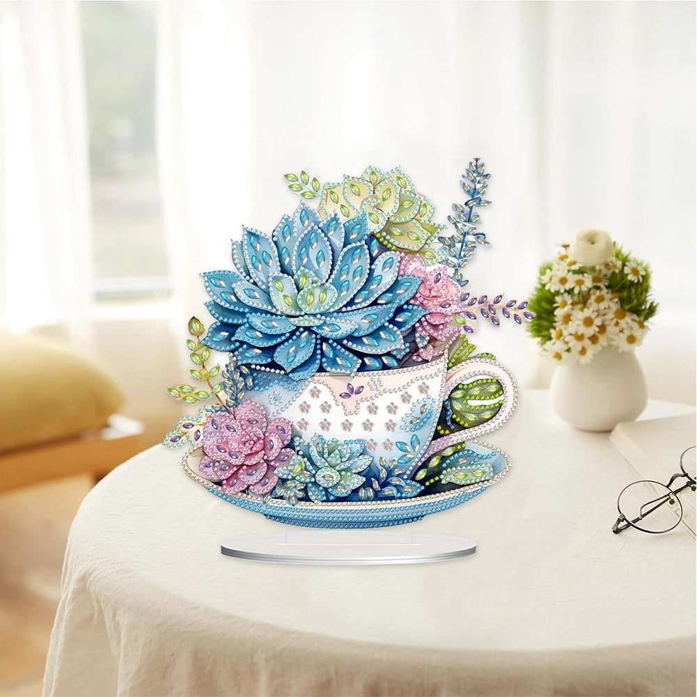 Teacup Succulent Desktop Diamond Art Kits Diamond Painting Desktop Decors