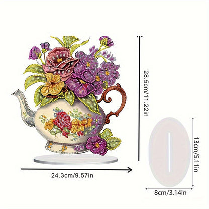 Teapot Bouquet Desktop Diamond Art Kits Diamond Painting Desktop Decors