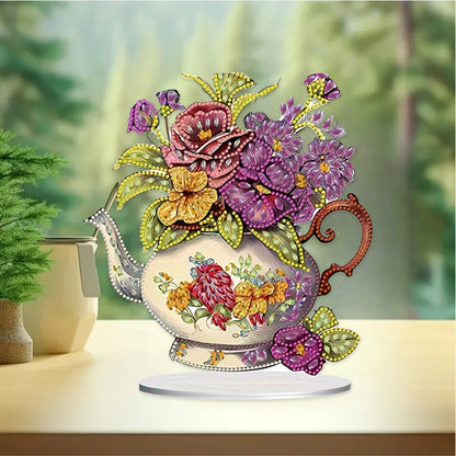 Teapot Bouquet Desktop Diamond Art Kits Diamond Painting Desktop Decors