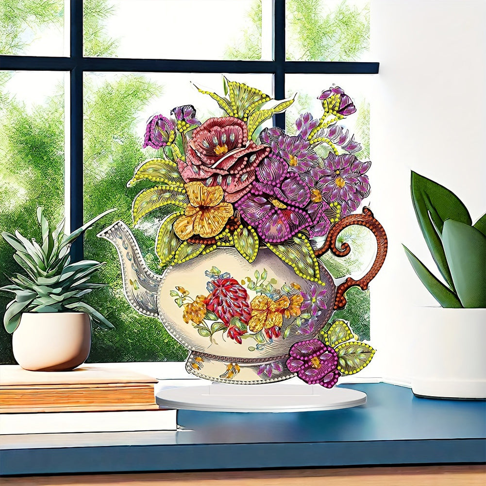 Teapot Bouquet Desktop Diamond Art Kits Diamond Painting Desktop Decors