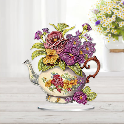 Teapot Bouquet Desktop Diamond Art Kits Diamond Painting Desktop Decors