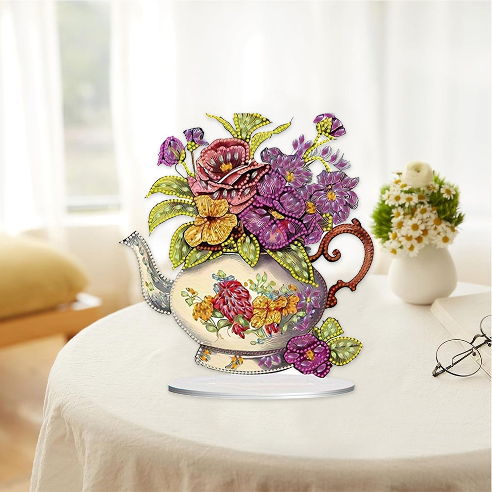 Teapot Bouquet Desktop Diamond Art Kits Diamond Painting Desktop Decors