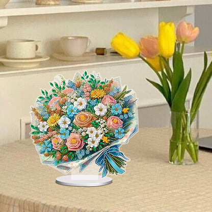 Acrylic Special Shaped Bouquet 5D DIY Diamond Art Tabletop Decoration for Adults