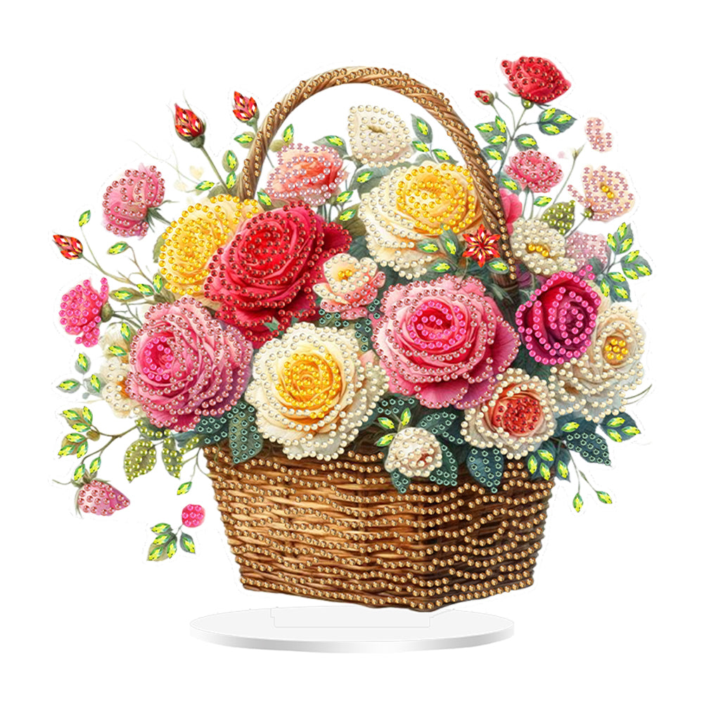 Acrylic Special Shaped Rose Basket DIY Table Top Diamond Painting Ornament Kits