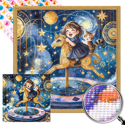 Starry Sky Playground Children - Full AB Round Drill Diamond Painting 30*30CM