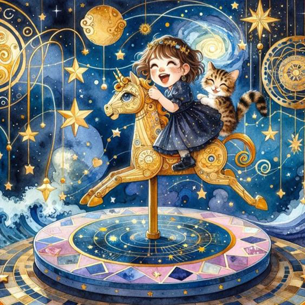 Starry Sky Playground Children - Full AB Round Drill Diamond Painting 30*30CM