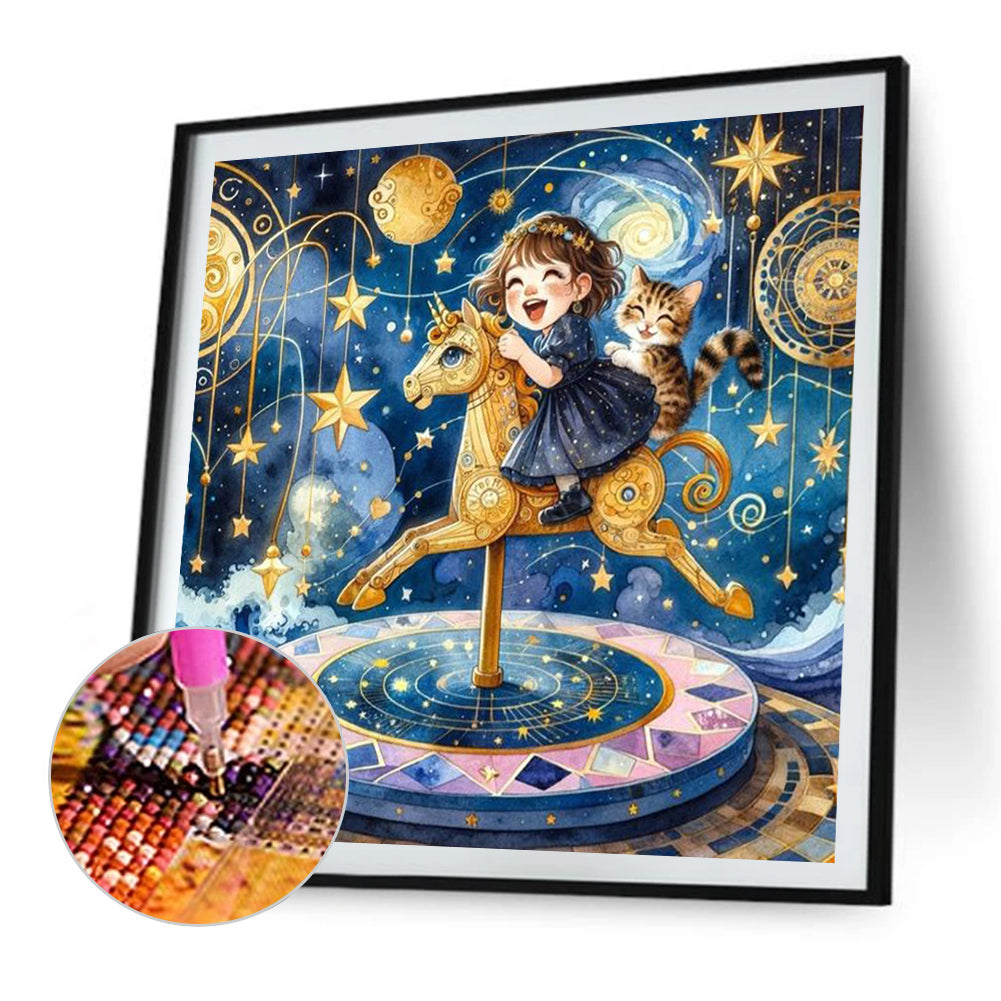 Starry Sky Playground Children - Full AB Round Drill Diamond Painting 30*30CM