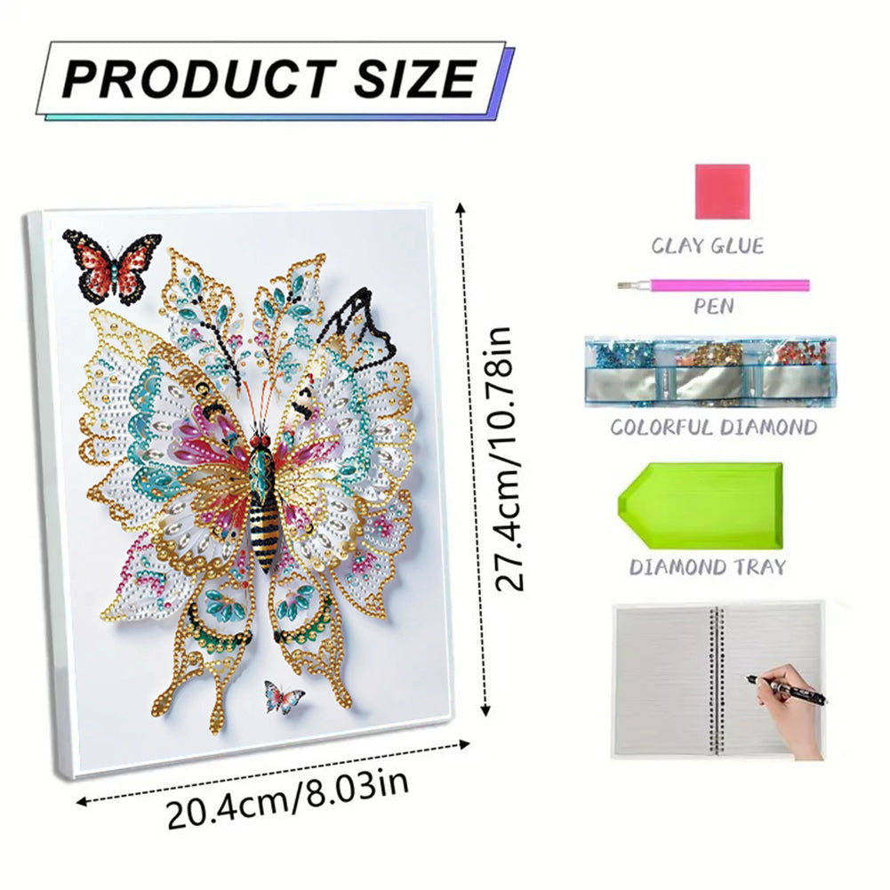 Diamond Embroidery Notebook 60 Pages for Home Office Art Drawing (Butterfly 1)