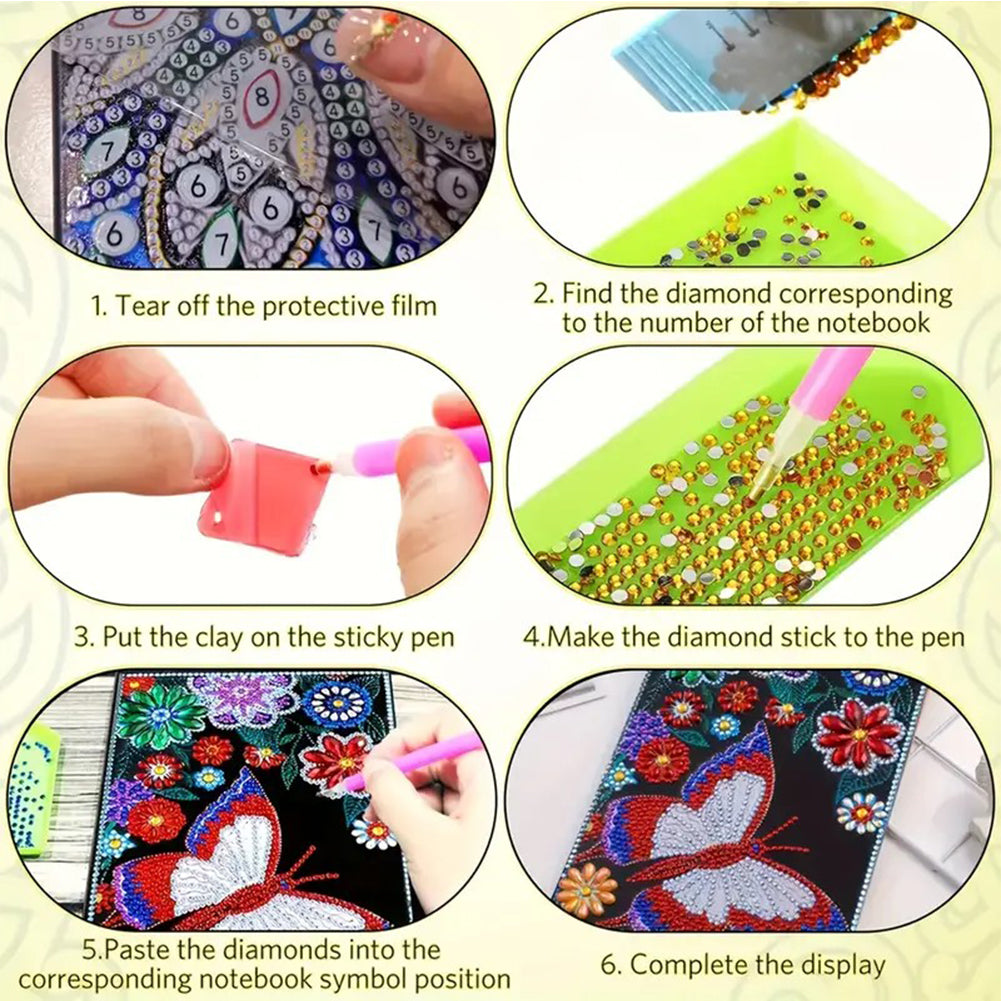 Diamond Embroidery Notebook 60 Pages for Home Office Art Drawing (Butterfly 2)