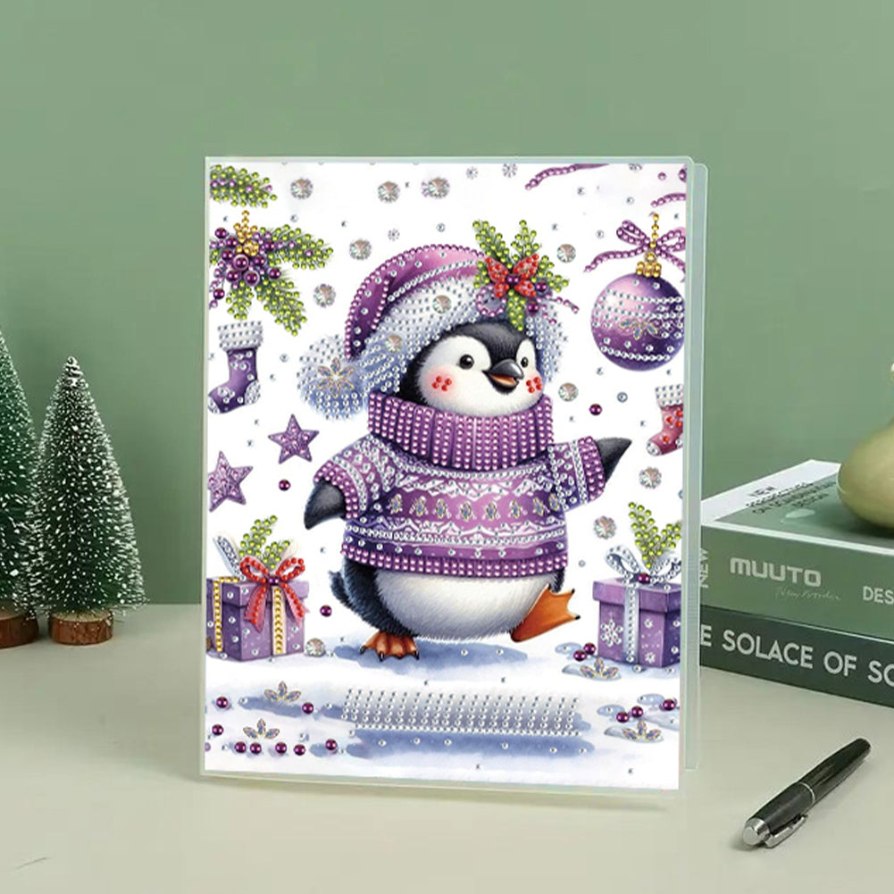 Diamond Embroidery Notebook 60 Pages for Home Office Art Drawing (Penguin 2)