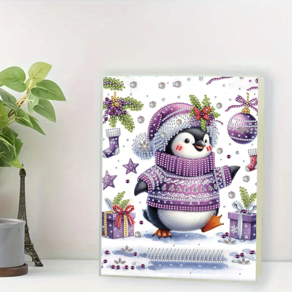 Diamond Embroidery Notebook 60 Pages for Home Office Art Drawing (Penguin 2)