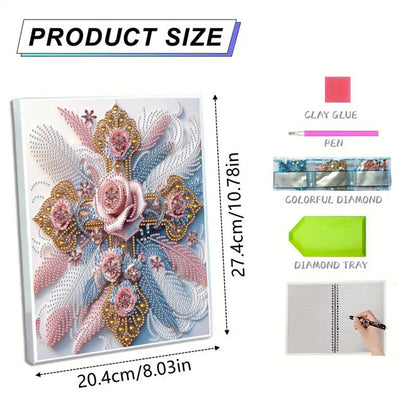 Diamond Embroidery Notebook 60 Pages for Home Office Art Drawing (Cross)