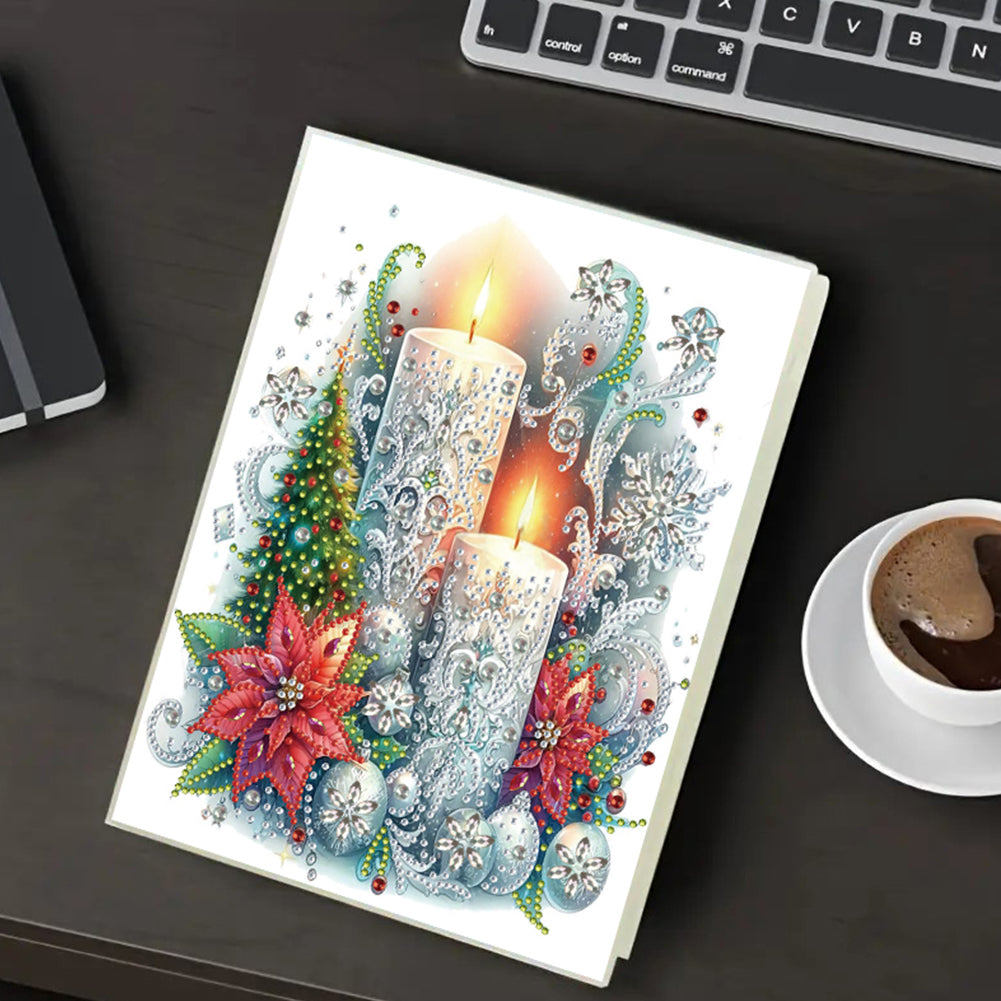 Diamond Embroidery Notebook 60 Pages for Home Office Art Drawing (Candle)