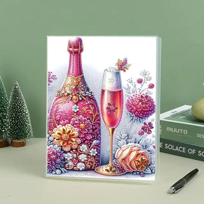 Diamond Embroidery Notebook 60 Pages for Home Office Art Drawing (Wine)