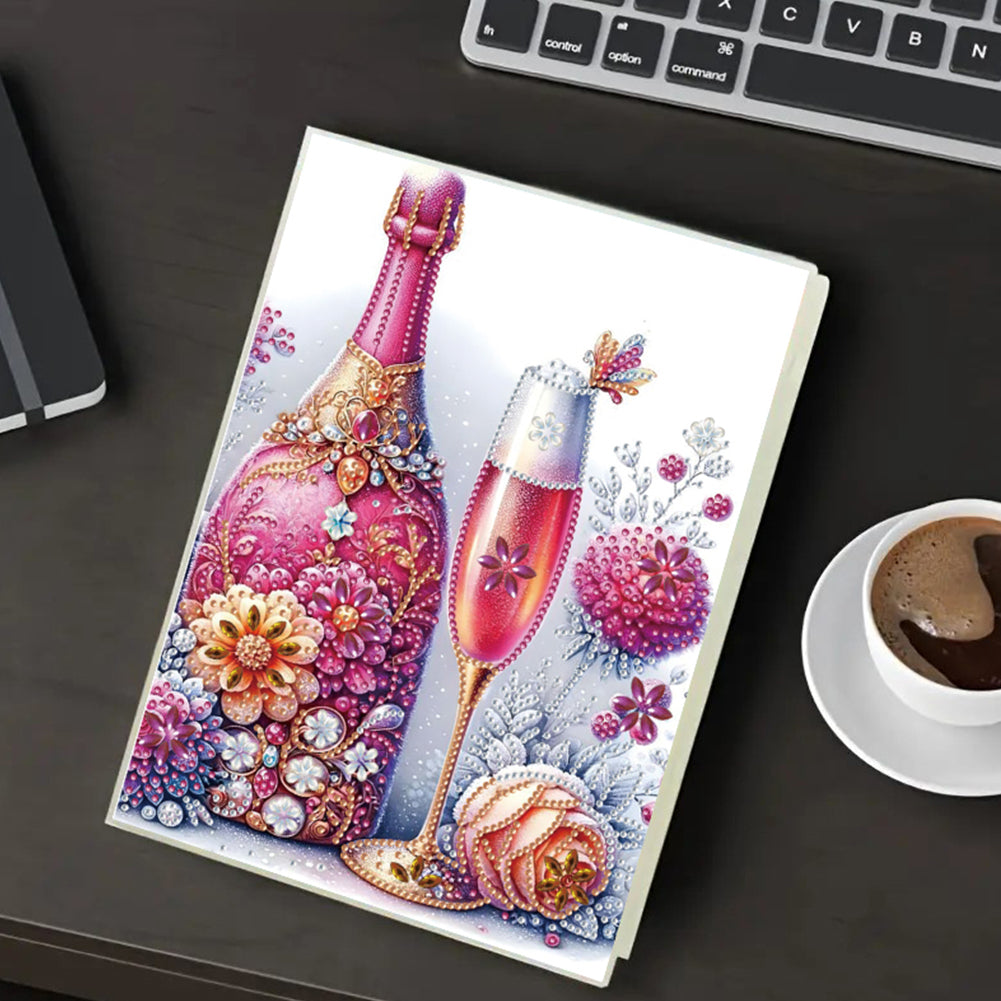 Diamond Embroidery Notebook 60 Pages for Home Office Art Drawing (Wine)