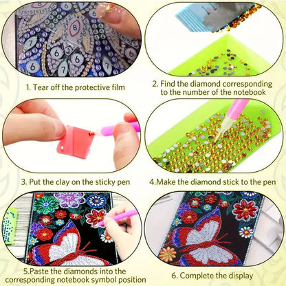 Diamond Embroidery Notebook 60 Pages for Home Office Art Drawing (Butterfly 3)