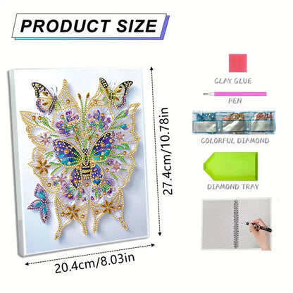 Diamond Embroidery Notebook 60 Pages for Home Office Art Drawing (Butterfly 3)