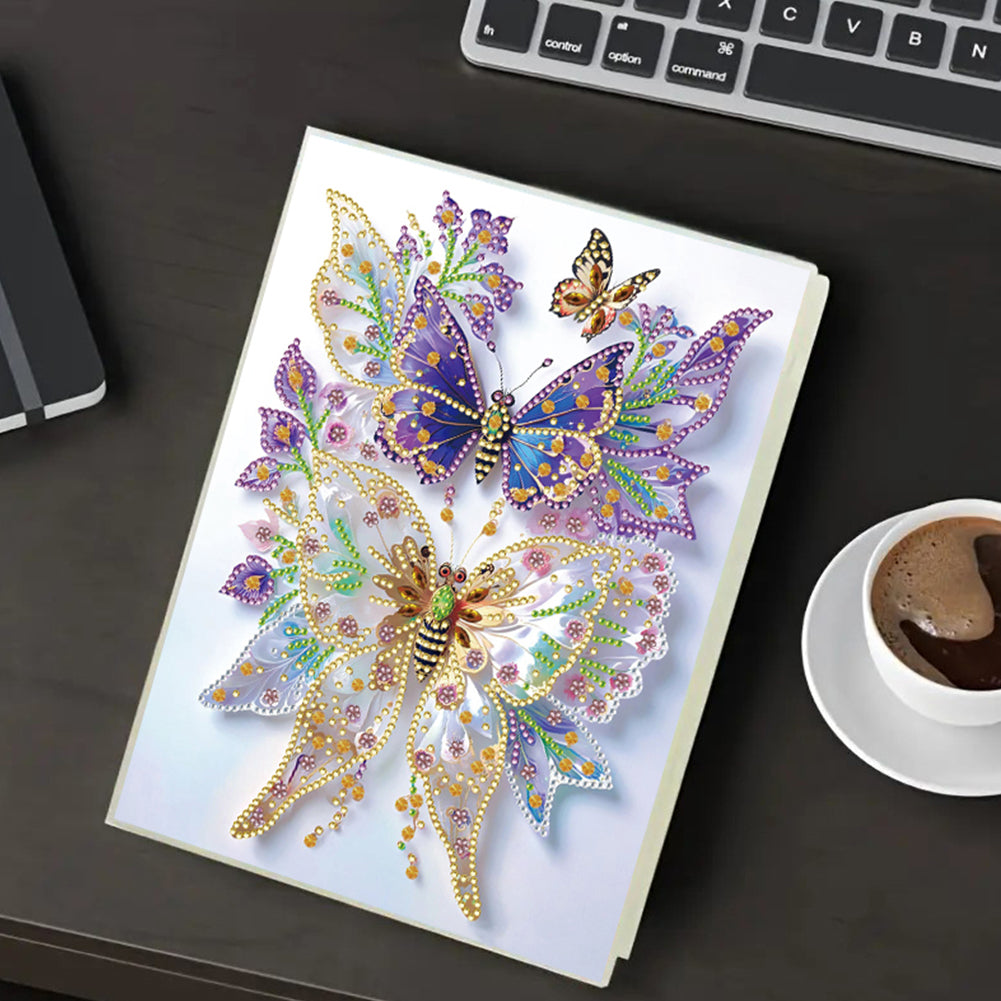 Diamond Embroidery Notebook 60 Pages for Home Office Art Drawing (Butterfly 4)