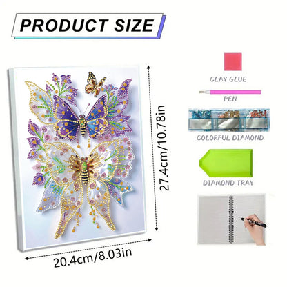 Diamond Embroidery Notebook 60 Pages for Home Office Art Drawing (Butterfly 4)