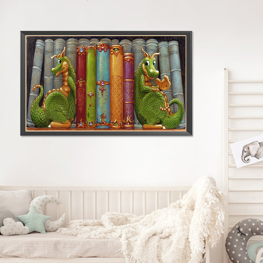 Double Dinosaur And Book - Full Round Drill Diamond Painting 30*50CM