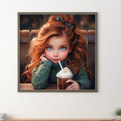 Cute Big Eyes Girl - Full Round Drill Diamond Painting 40*40CM