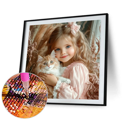 Cute Big Eyes Girl - Full Round Drill Diamond Painting 40*40CM