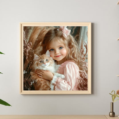 Cute Big Eyes Girl - Full Round Drill Diamond Painting 40*40CM