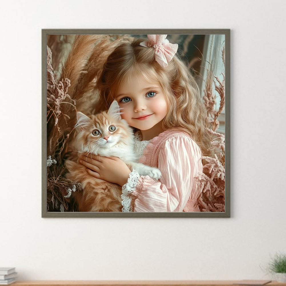 Cute Big Eyes Girl - Full Round Drill Diamond Painting 40*40CM