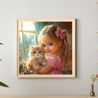 Cute Big Eyes Girl - Full Round Drill Diamond Painting 40*40CM