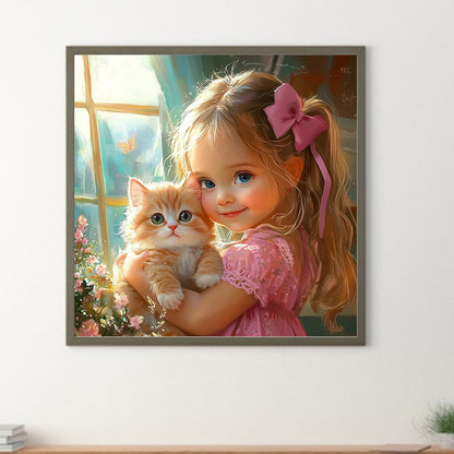 Cute Big Eyes Girl - Full Round Drill Diamond Painting 40*40CM