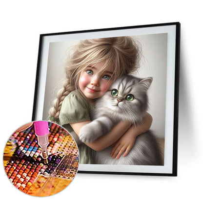 Cute Big Eyes Girl - Full Round Drill Diamond Painting 40*40CM