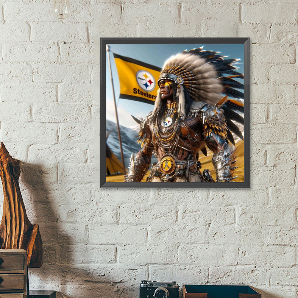 Indian Men Vs. Pittsburgh Steelers - Full Round Drill Diamond Painting 40*40CM