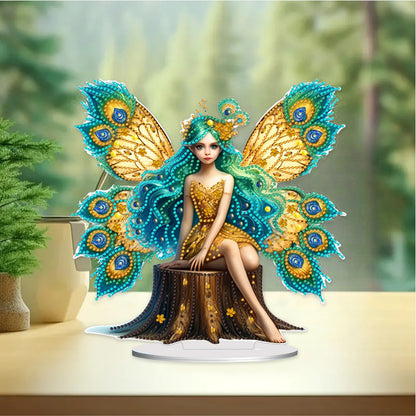 Peacock Elf Desktop Diamond Painting Art Kits DIY Rhinestones Tabletop Ornaments