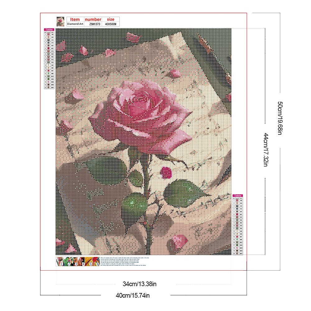 Dreamy Pink Rose - Full Round Drill Diamond Painting 40*50CM