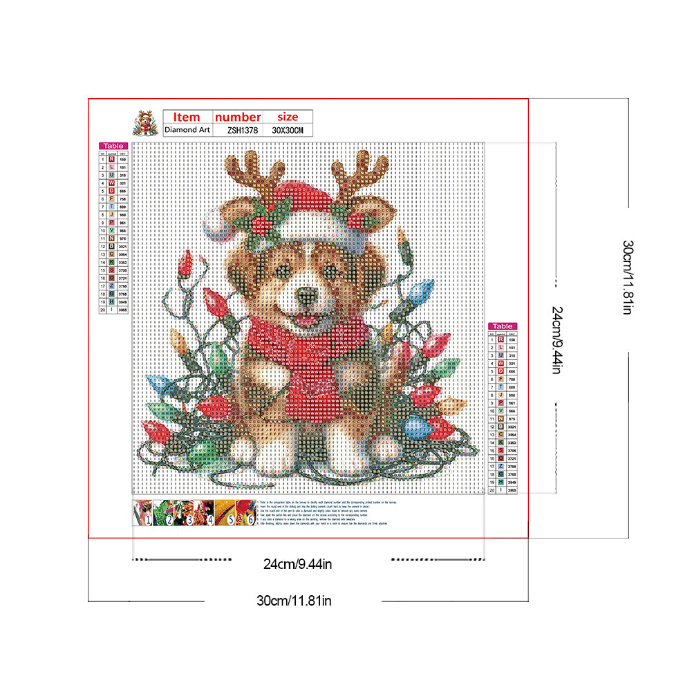 Santa Hat Puppy - Full Round Drill Diamond Painting 30*30CM