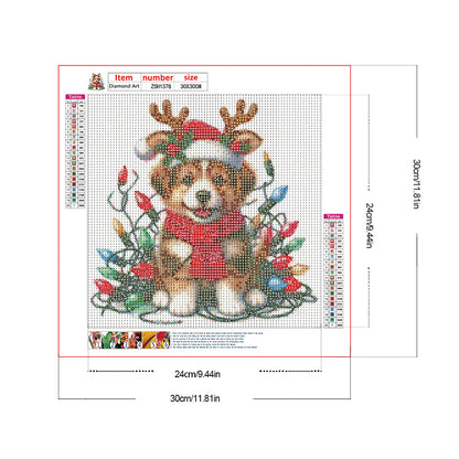 Santa Hat Puppy - Full Round Drill Diamond Painting 30*30CM