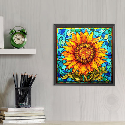 Sunflower Glass Painting - Full AB Round Drill Diamond Painting 40*40CM