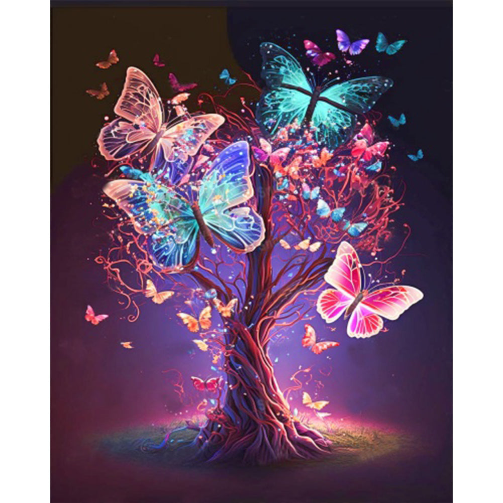 Butterfly Tree - Full AB Round Drill Diamond Painting 40*50CM