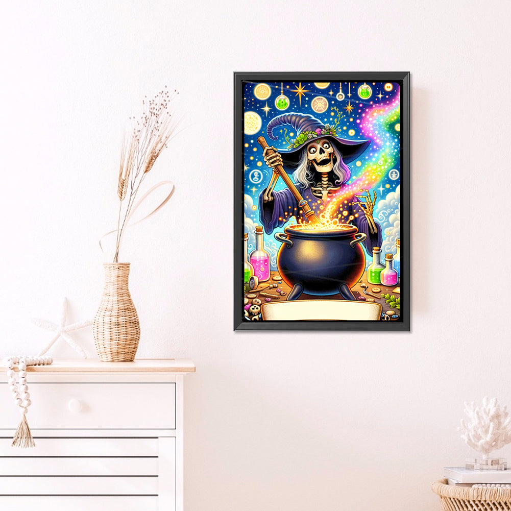 Skeleton Witch Brewing Medicine - Full AB Round Drill Diamond Painting 40*60CM