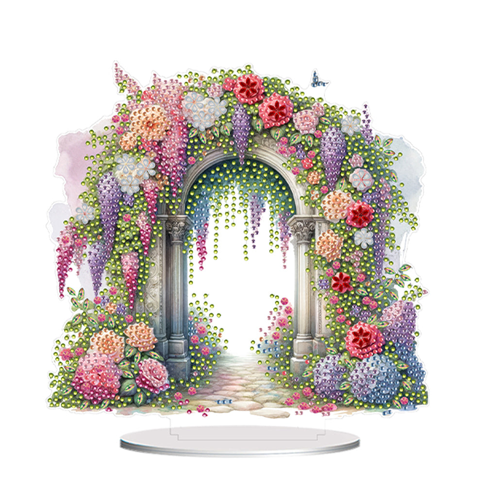 Acrylic Special Shaped Flower Arch Diamond Painting Desktop Decorations for Home