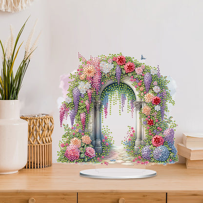 Acrylic Special Shaped Flower Arch Diamond Painting Desktop Decorations for Home